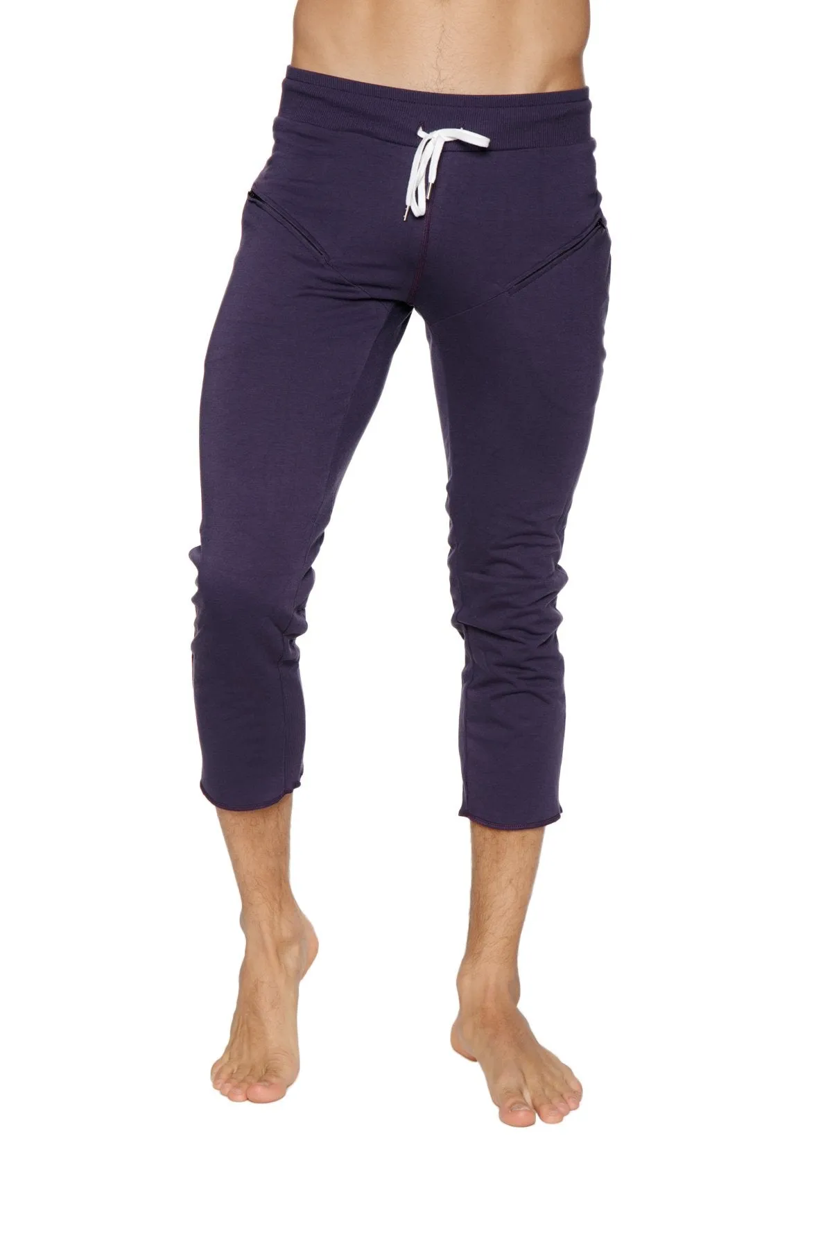 4/5 Zipper Pocket Capri Yoga Pants (Eggplant)