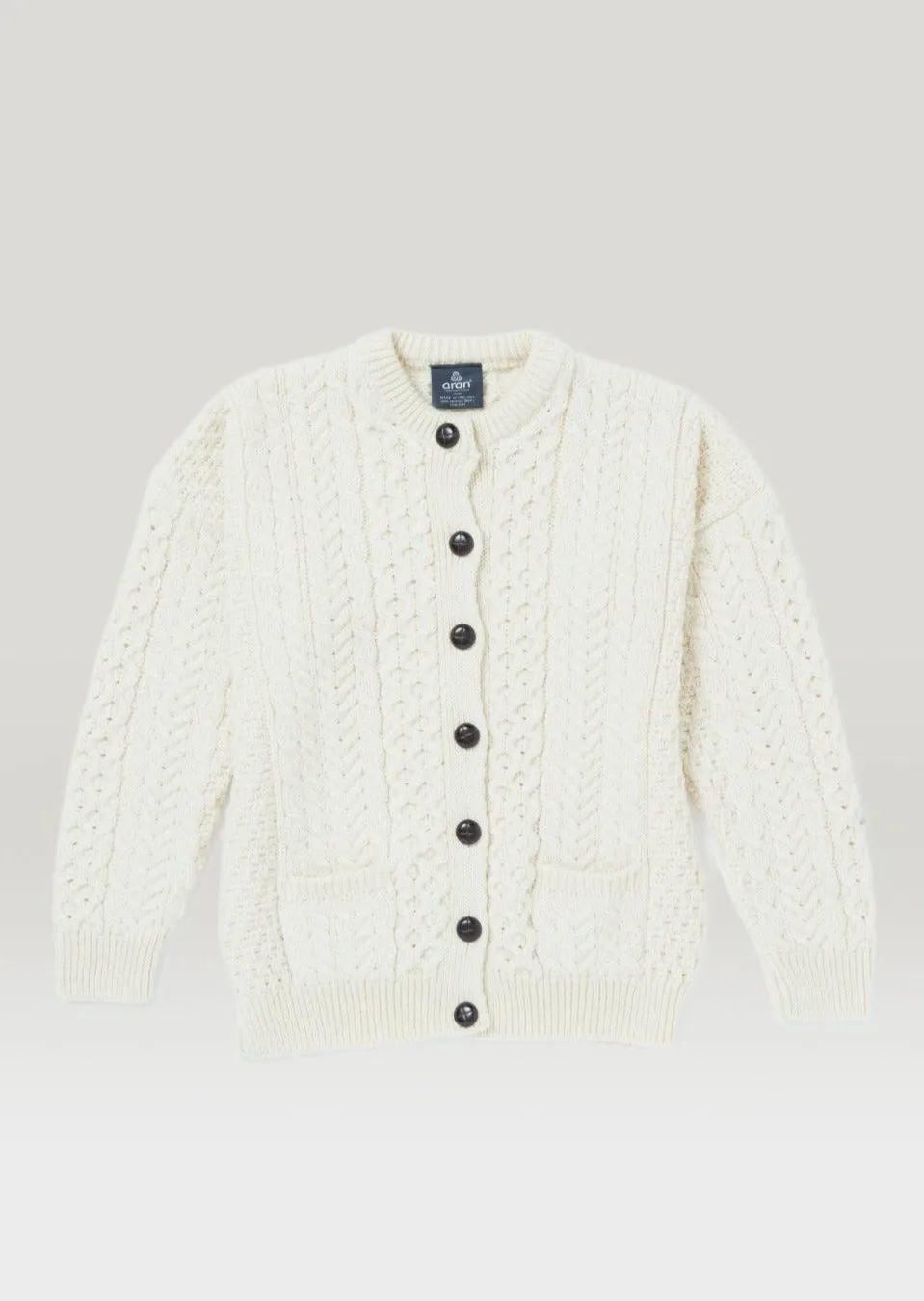 Achill Island Ladies Aran Cardigan | Natural