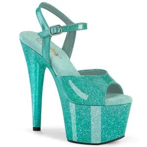 Adore-709GP Aqua Glitter Patent, 7" Heels