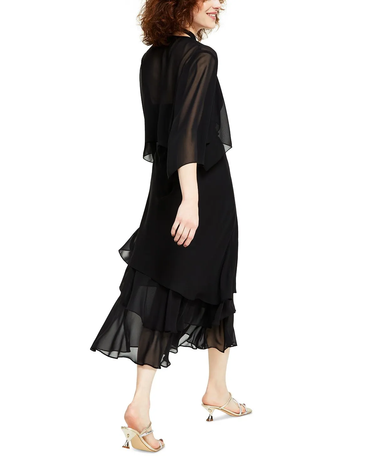 Alex Evenings chiffon cape, multi