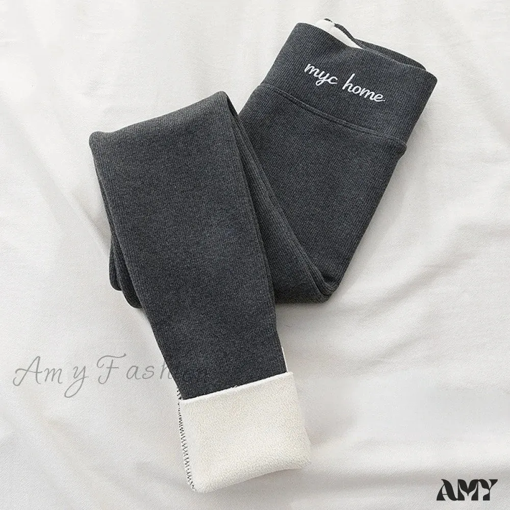 Amy Fashion - Velvet Thick High Waist Thermal Warm Leggings