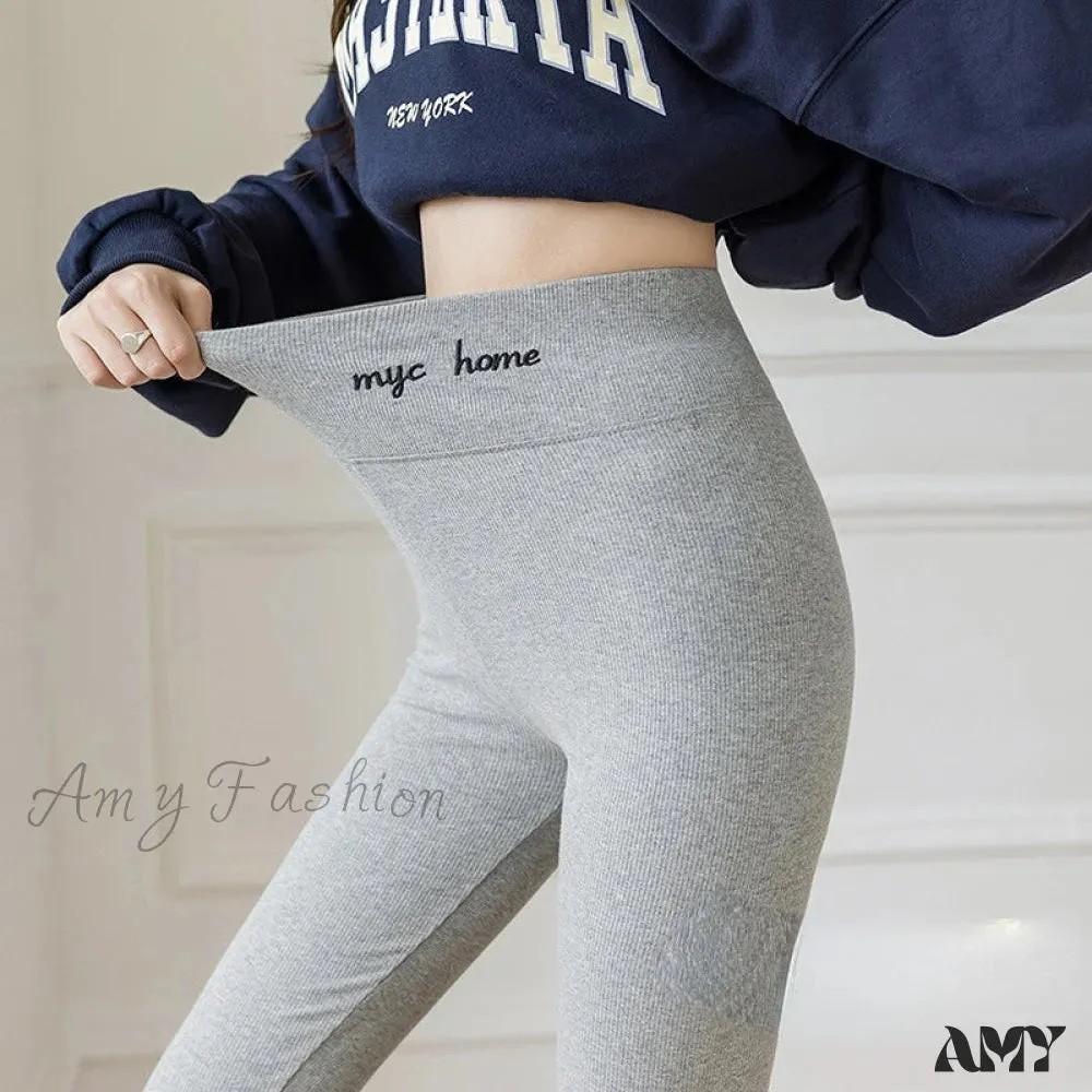 Amy Fashion - Velvet Thick High Waist Thermal Warm Leggings