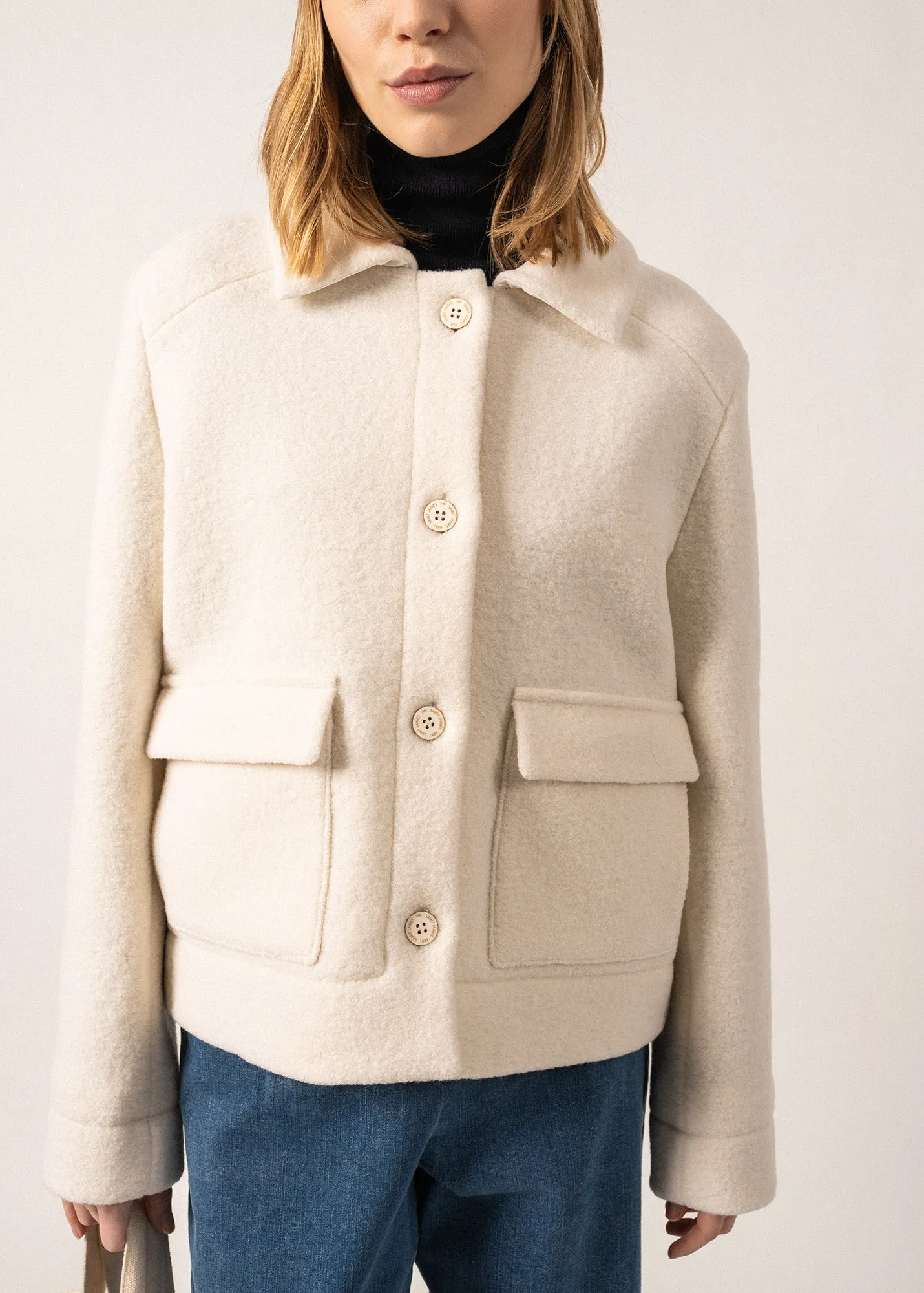 ARDECHE - Boiled Wool Jacket with Patch Pockets for Women (WINTER WHITE)