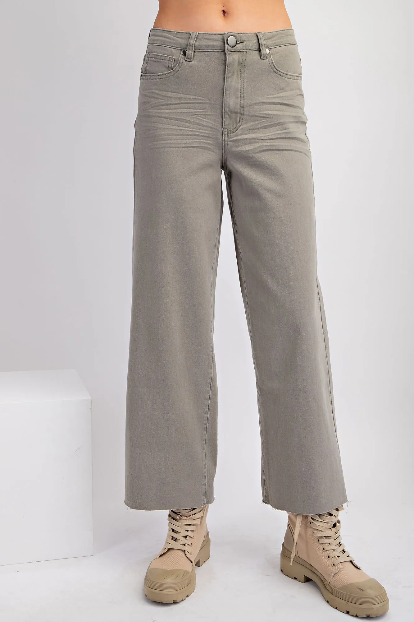 Ash Olive Soft Stretch Twill High Waisted Pants