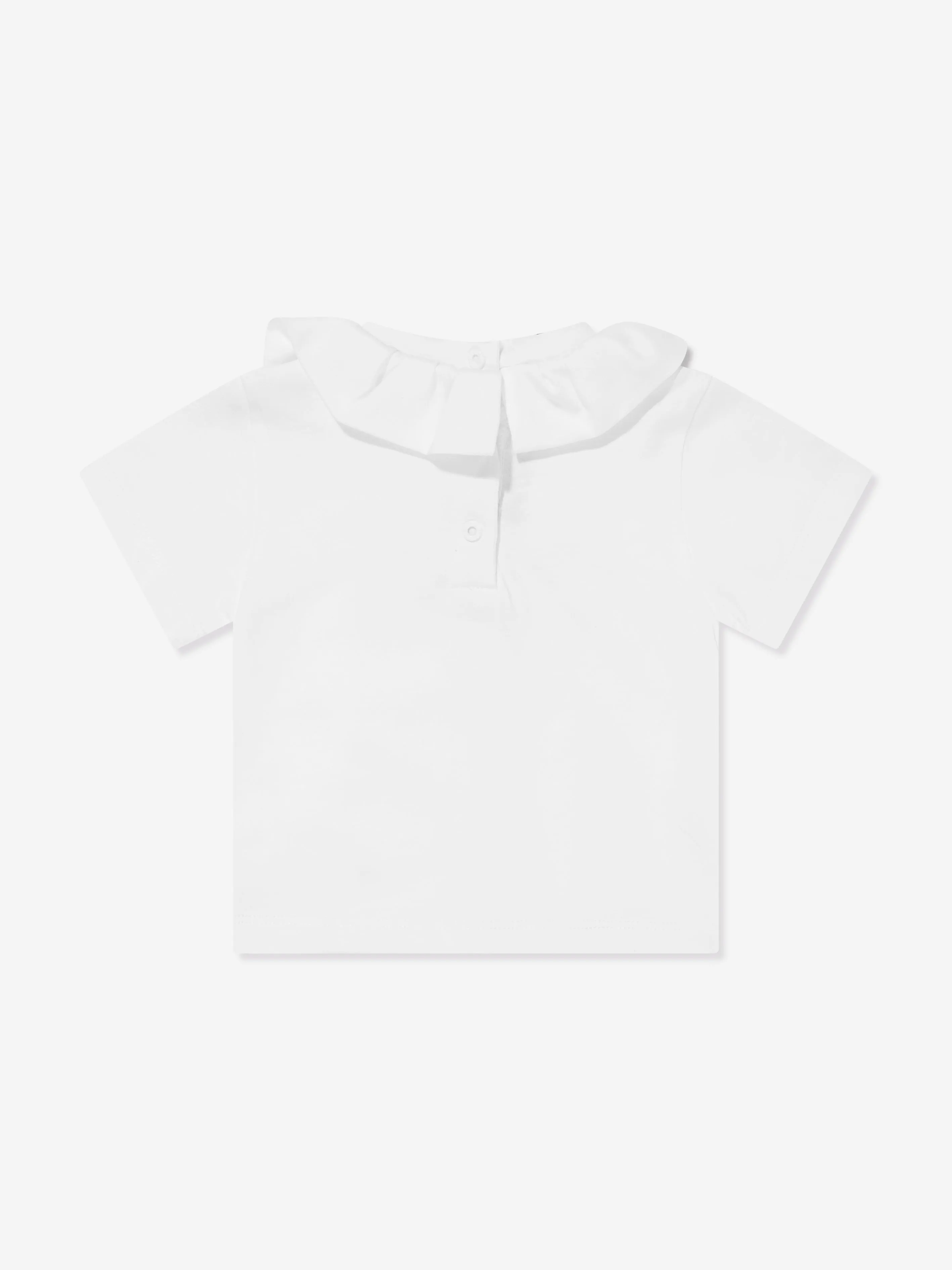 Balmain Baby Girls Frilly Collar Logo T-Shirt in White