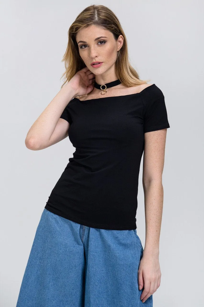 Basic Black Off the shoulder Choker Top