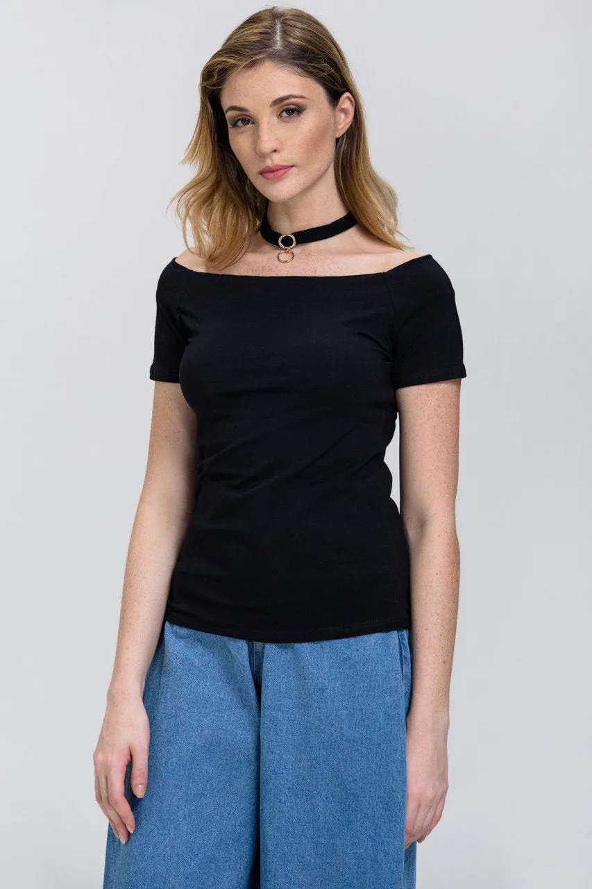 Basic Black Off the shoulder Choker Top