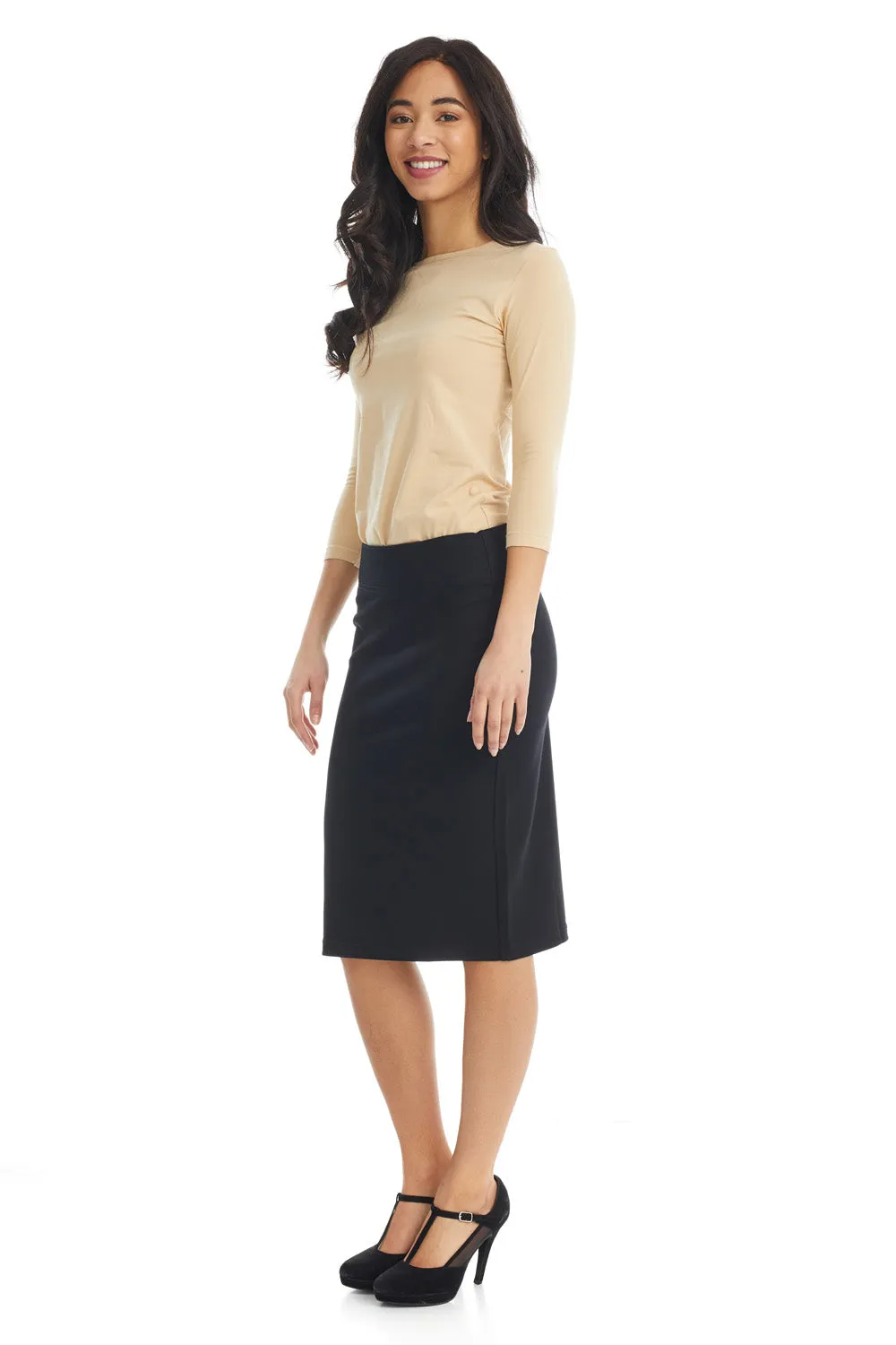 Below the knee straight ponte office skirt 'Sophia'