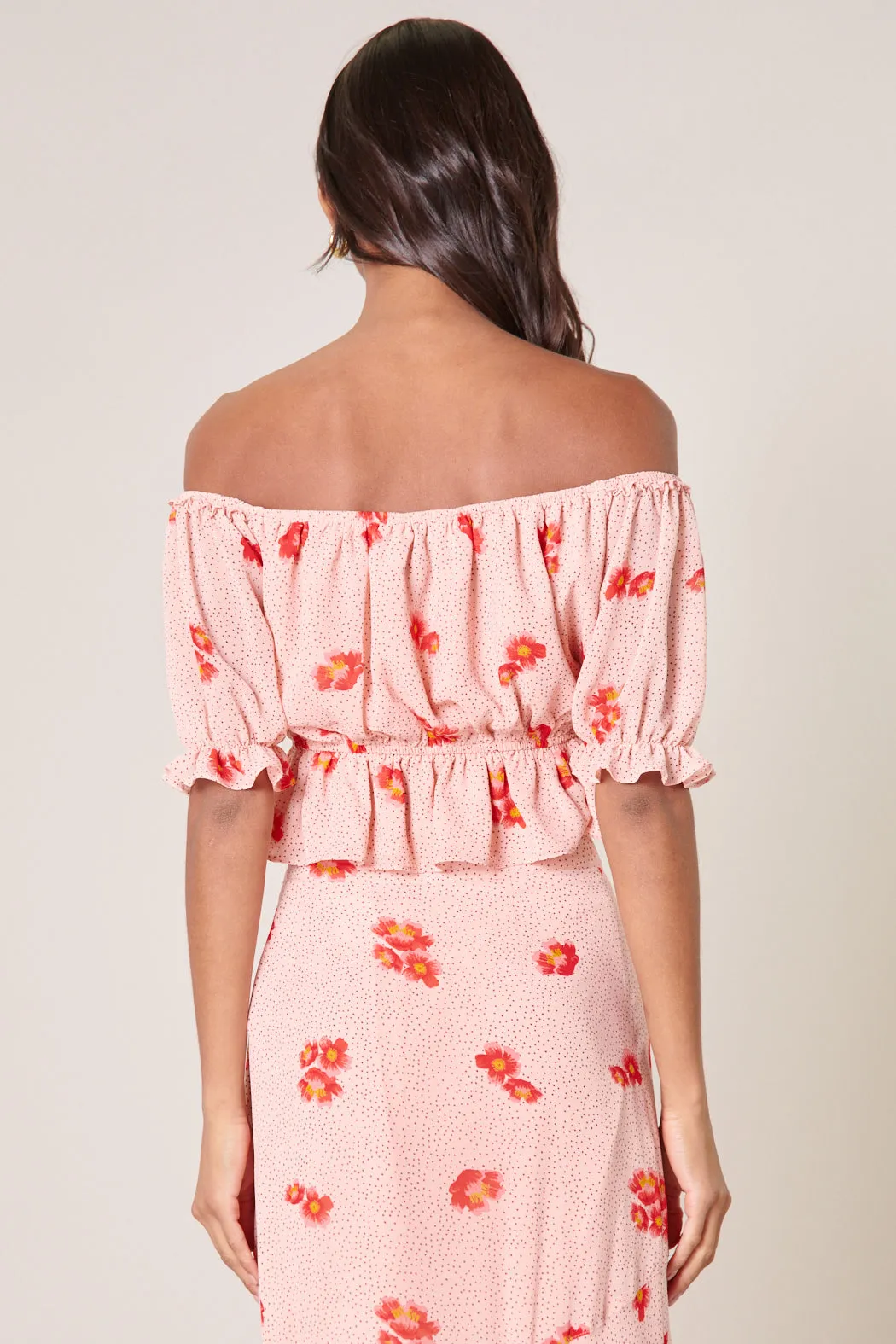 Besame Floral Edith Off the Shoulder Ruffle Top