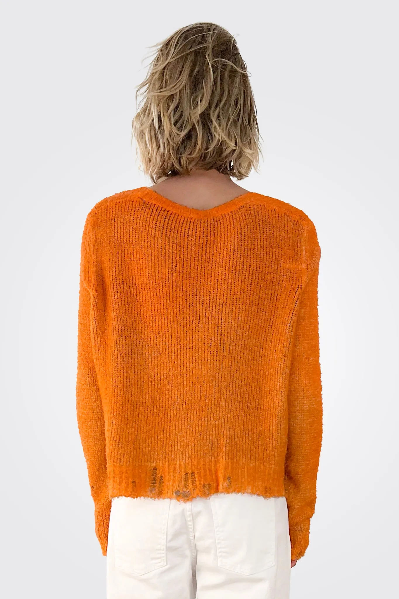 Bi Color Cardigan - Orange / Blue