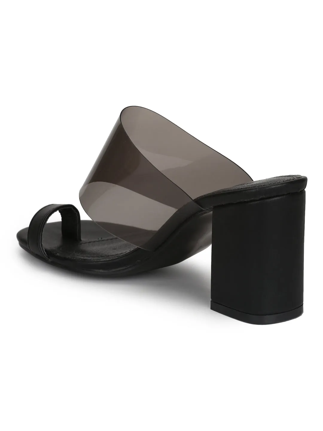 Black PU Slip-on Block Heels