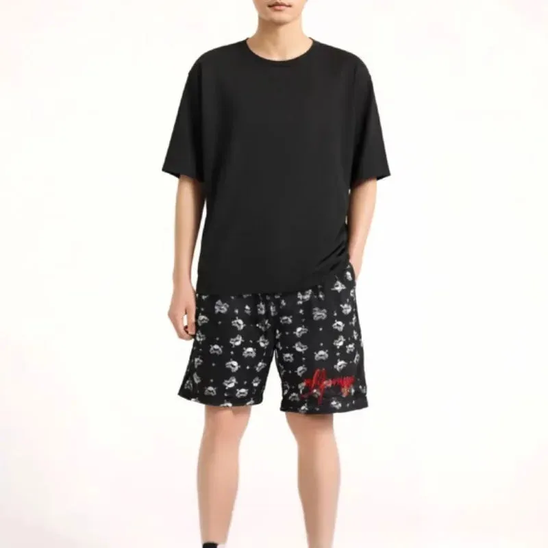 Black Skull Printed Breathable Shorts