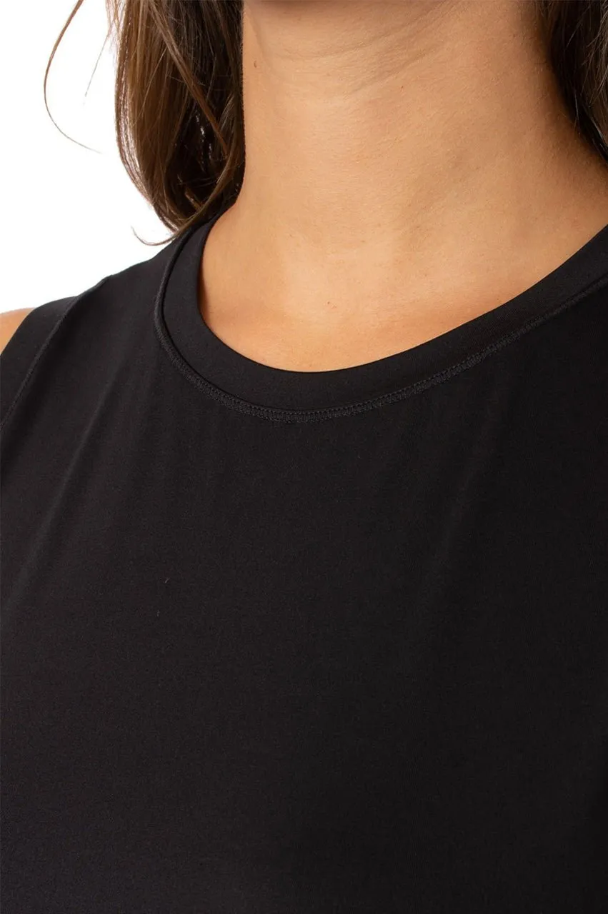 Black Sleeveless Sport Tie Top