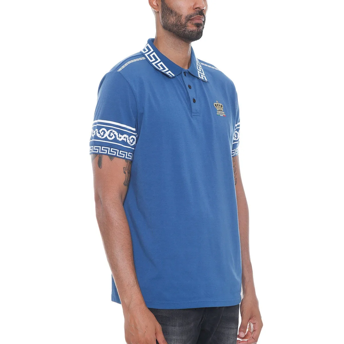 Blue Italian Print Polo