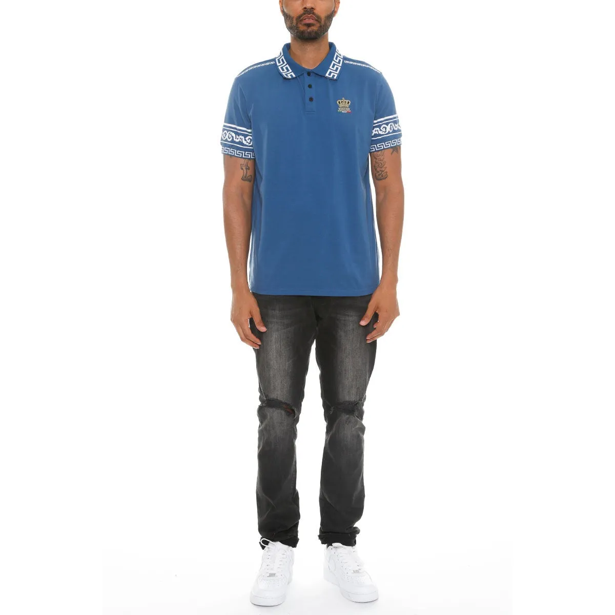 Blue Italian Print Polo