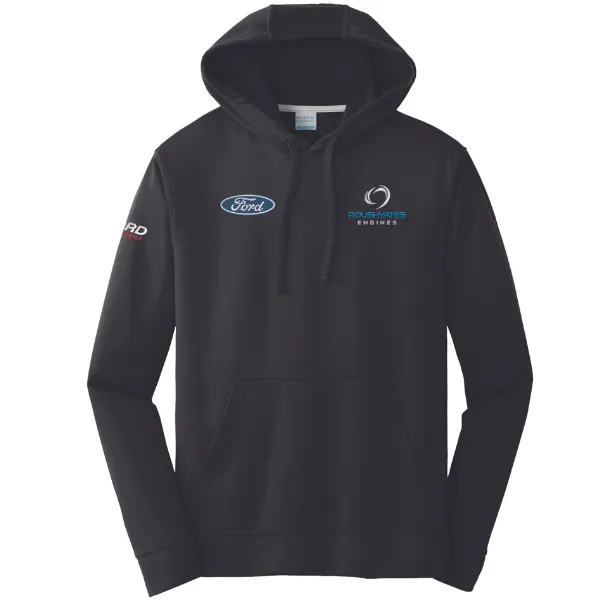 BLUE OVAL PERFORMANCE FLEECE HOODIE - BLACK