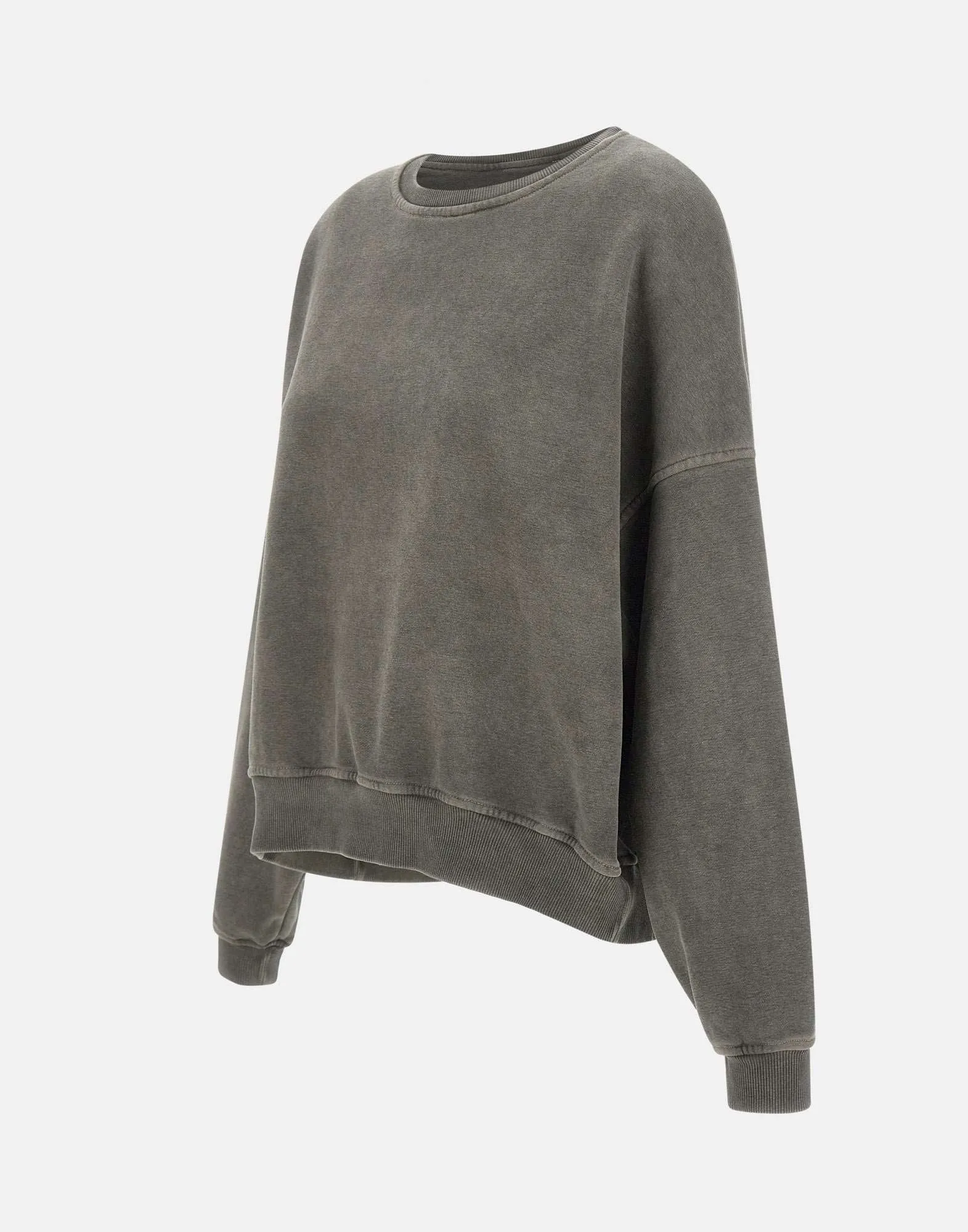 Brown Cotton Sweatshirt with Fleece