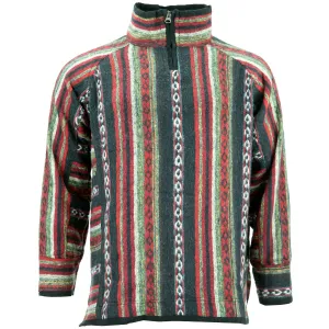 Brushed Cotton Jacket Cardigan - Black Red