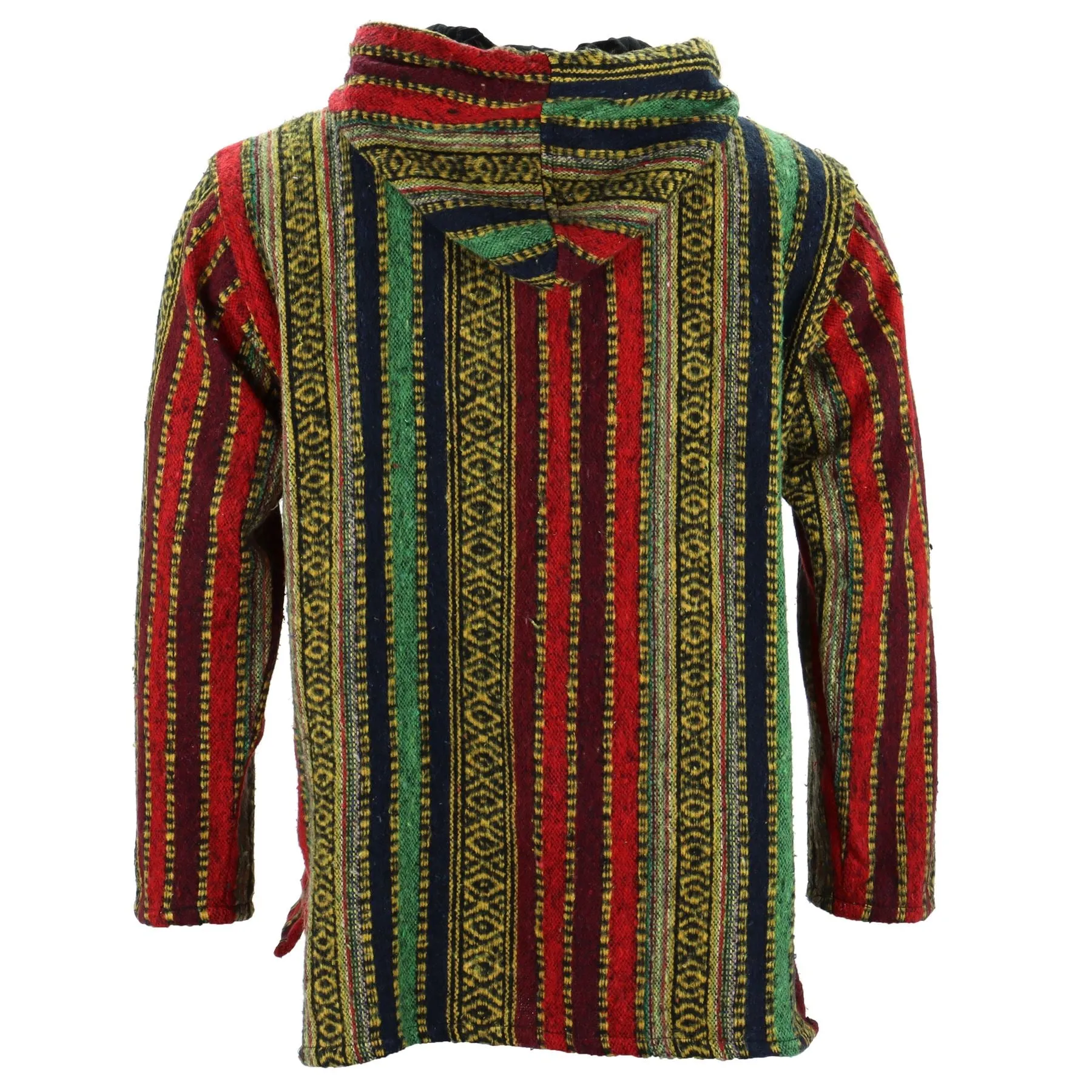 Brushed Gheri Cotton Baja Hoodie - Red Green