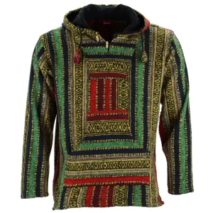 Brushed Gheri Cotton Baja Hoodie - Red Green