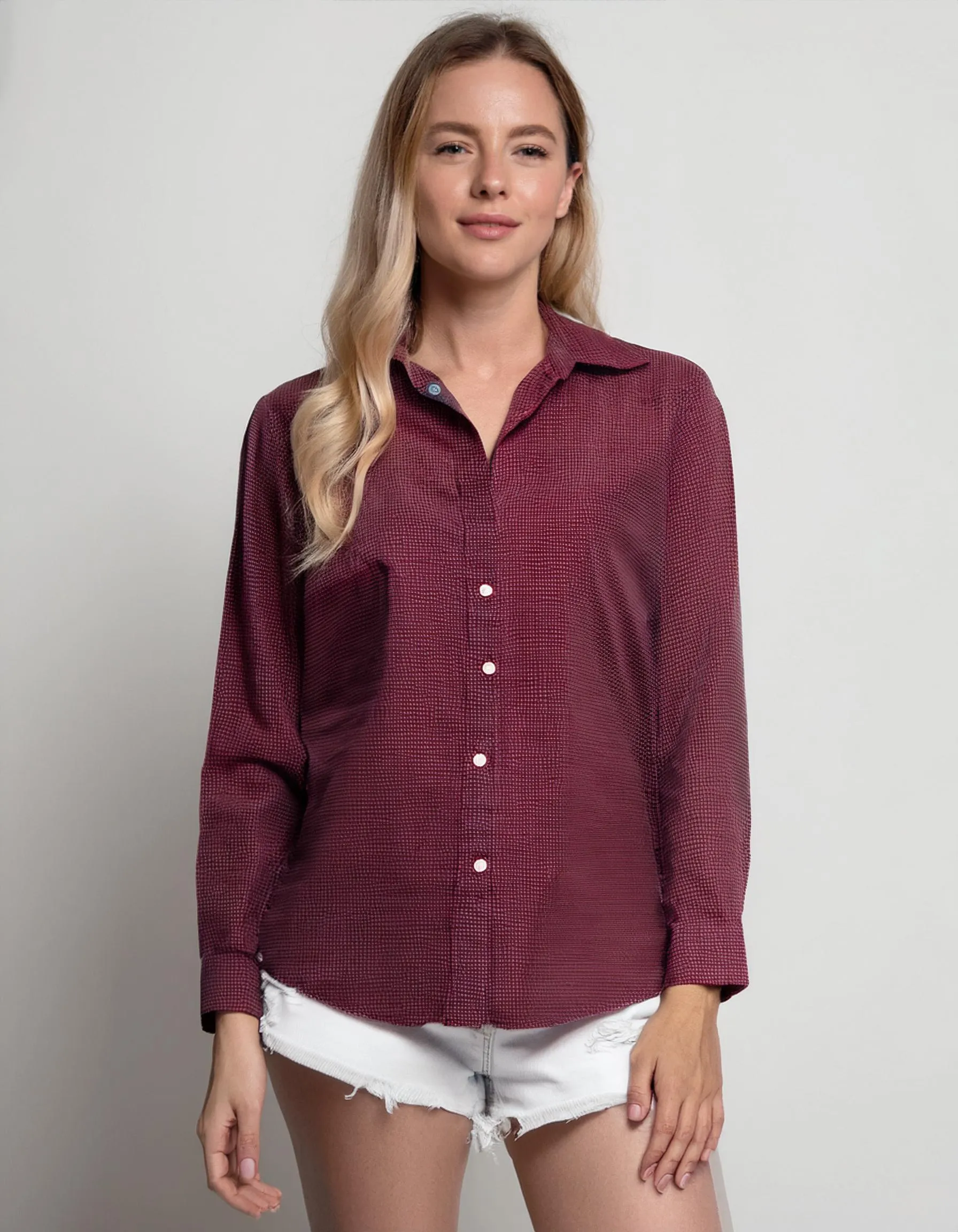 Burgundy Long Sleeve Dress Shirt