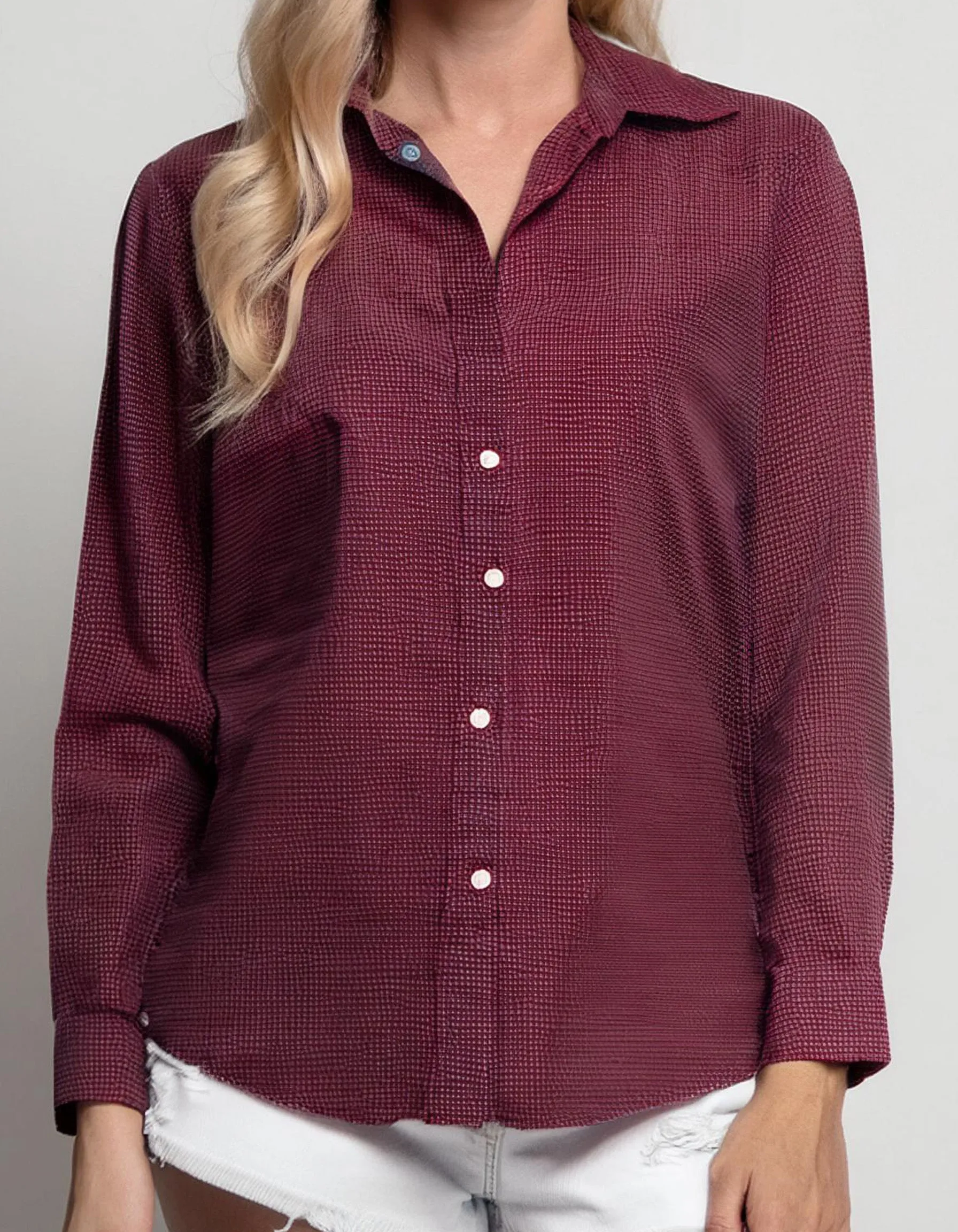 Burgundy Long Sleeve Dress Shirt