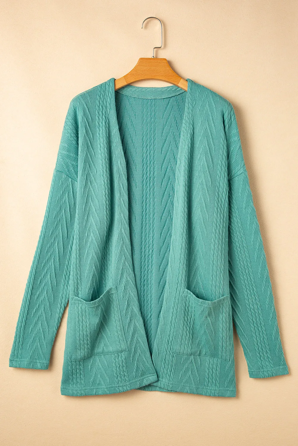 Canton Solid Textured Open Front Cardigan with Pocket