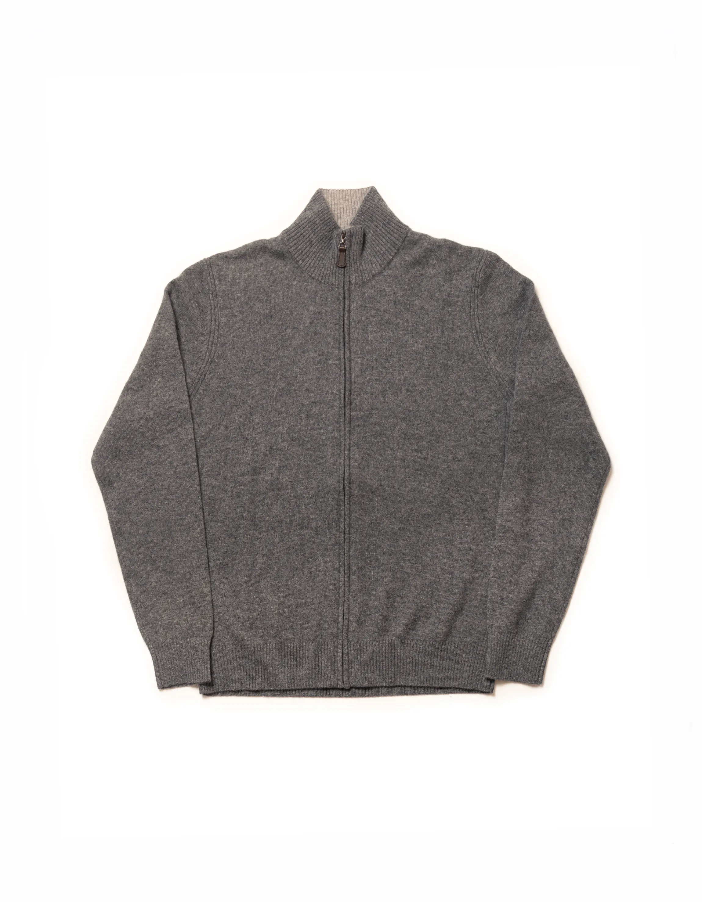 CASHMERE ZIP UP SWEATER - GREY