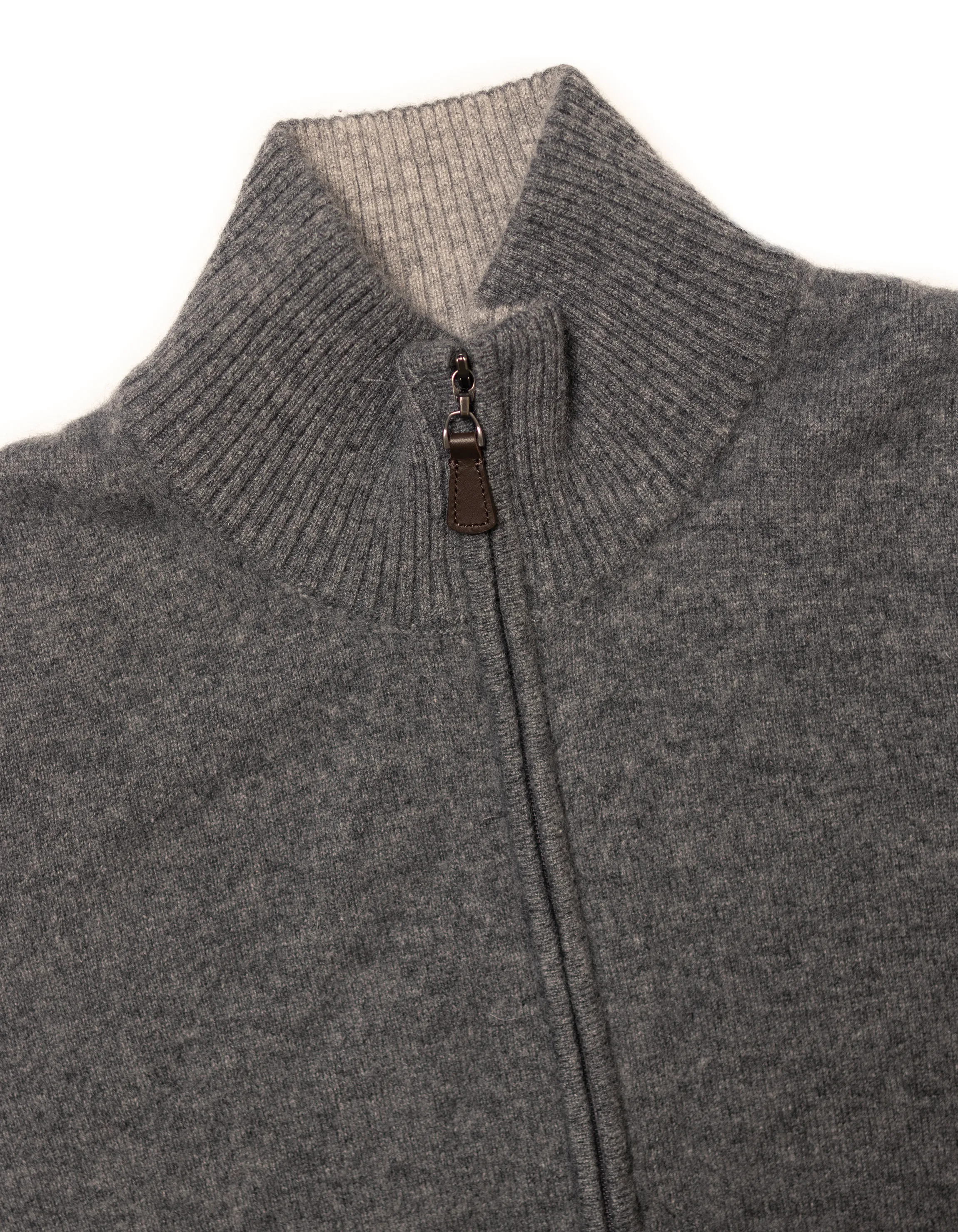 CASHMERE ZIP UP SWEATER - GREY