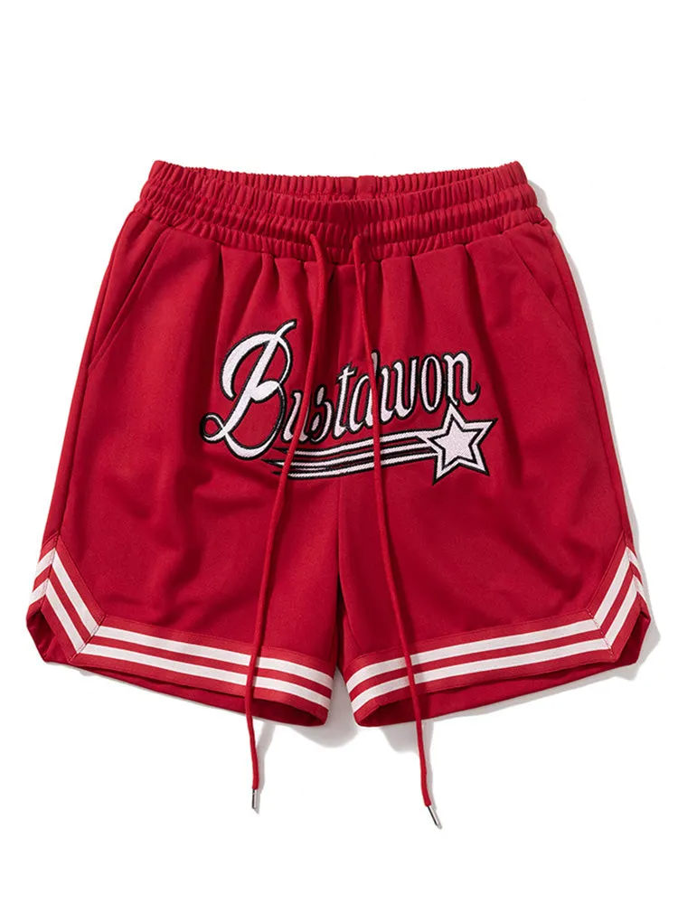 Casual Breathable Embroidered Letter Drawstring Training Sports Shorts