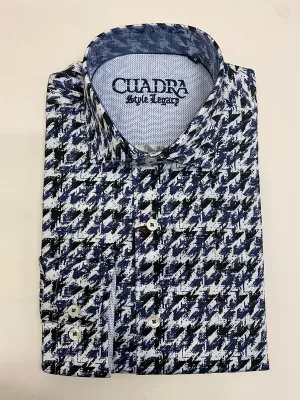 CM05815 - Cuadra indigo fashion casual soft cotton paisley shirt for men