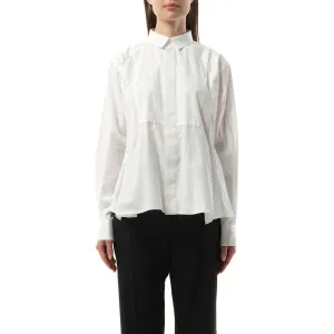 Cotton Poplin Layered Shirt in Off White