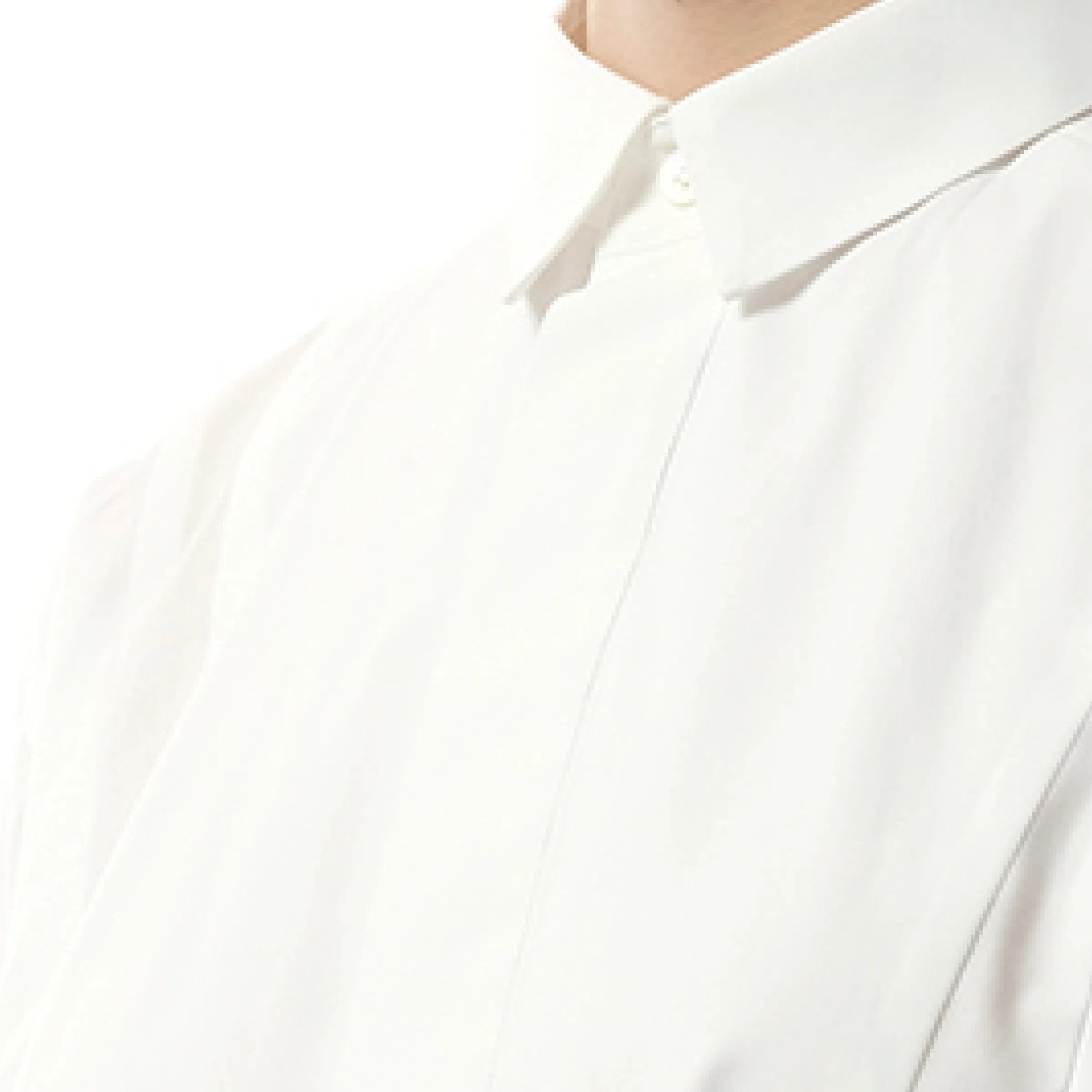 Cotton Poplin Layered Shirt in Off White