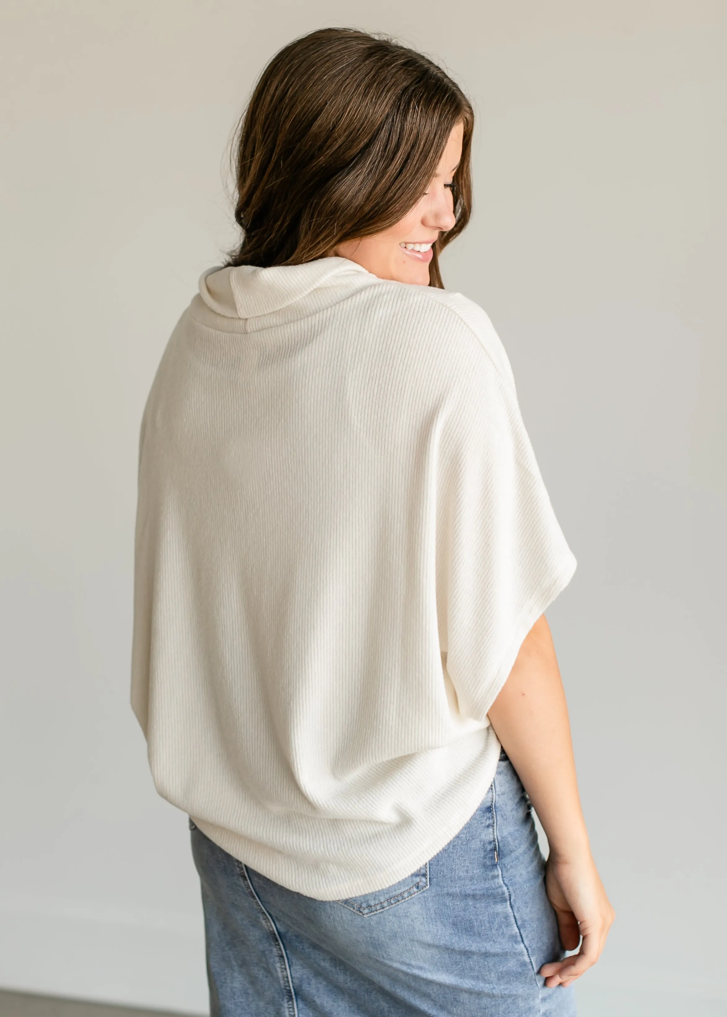 Cowl Neck Batwing Ribbed Sweater - FINAL SALE