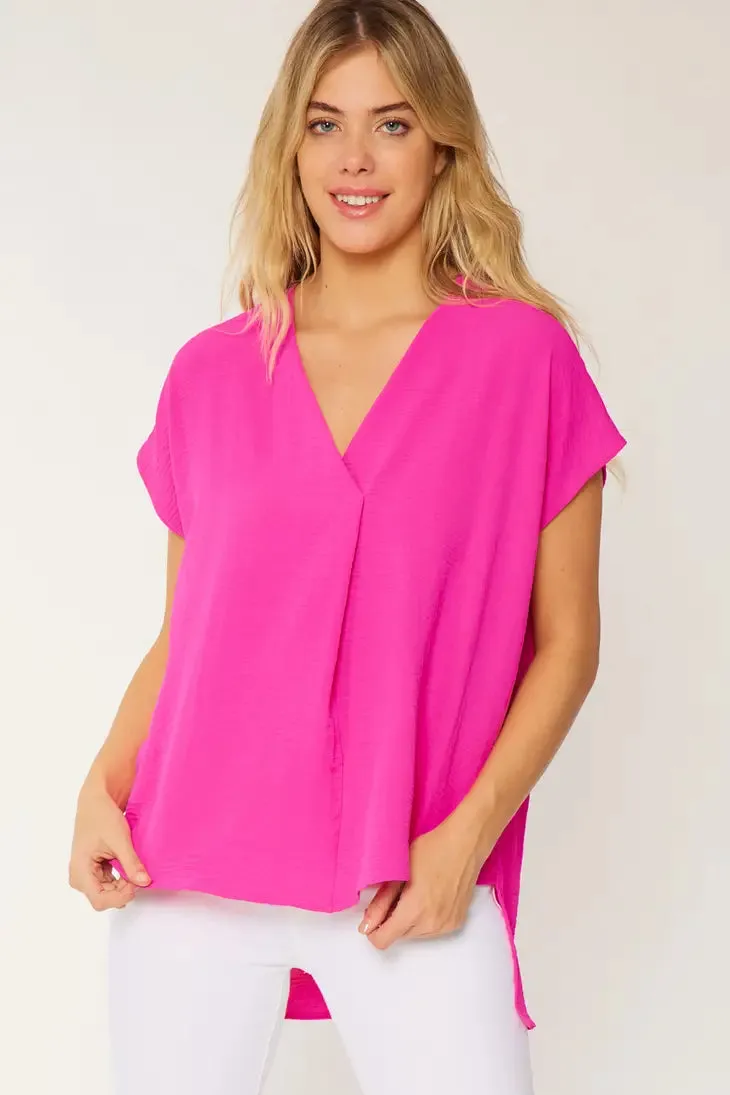 Curvy Girl Foldover V-Neck Blouse