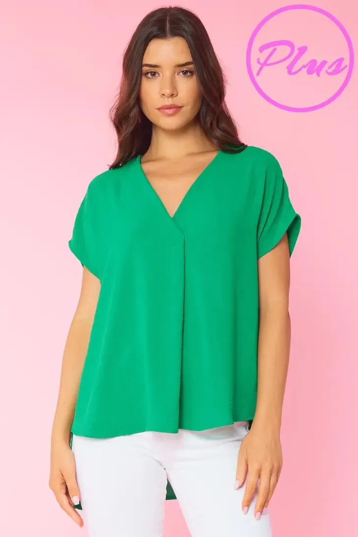 Curvy Girl Foldover V-Neck Blouse