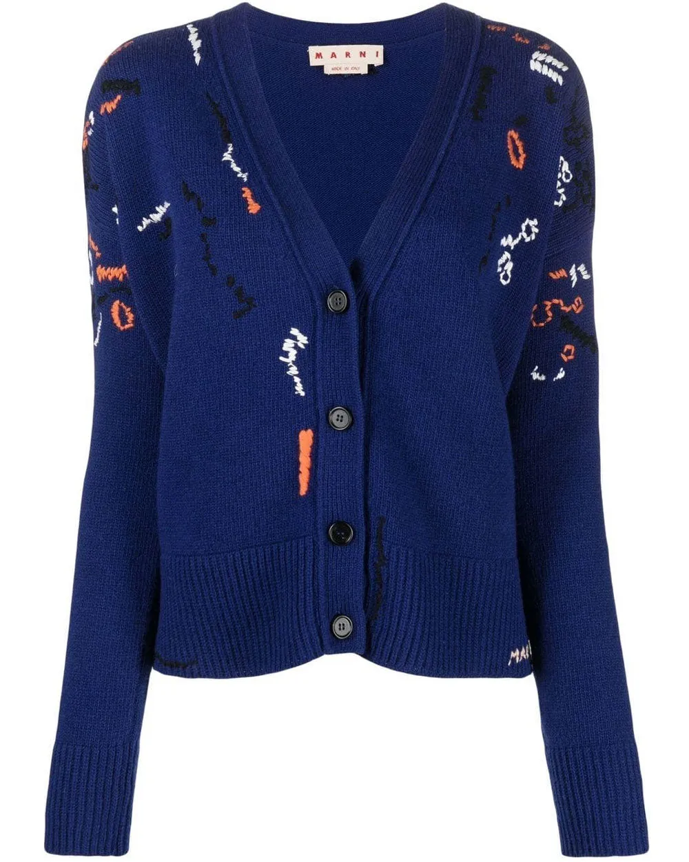 Dark Blue Multicolor Stitch Cardigan