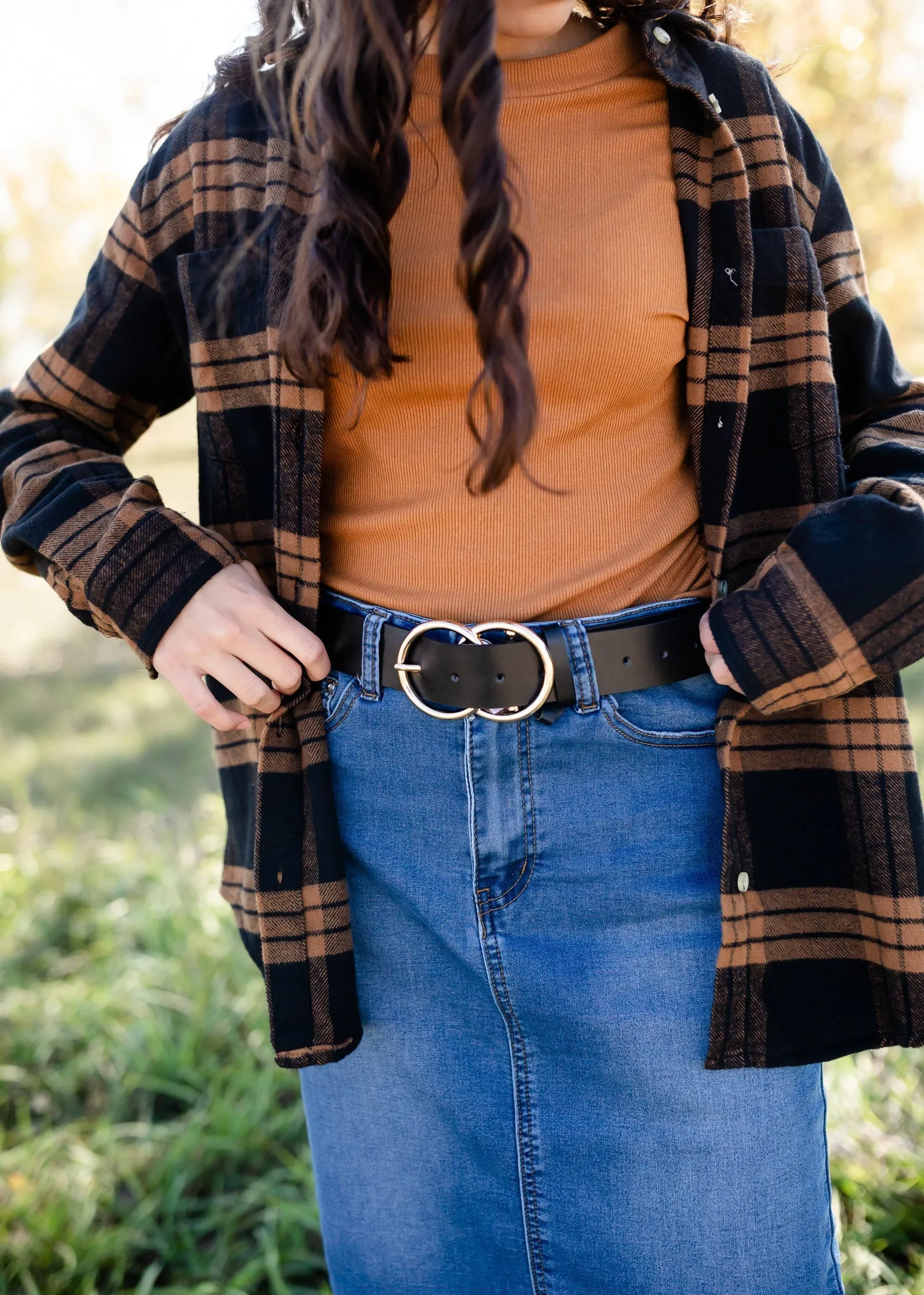 Double Ring Buckle Vegan Leather Belt -FINAL SALE