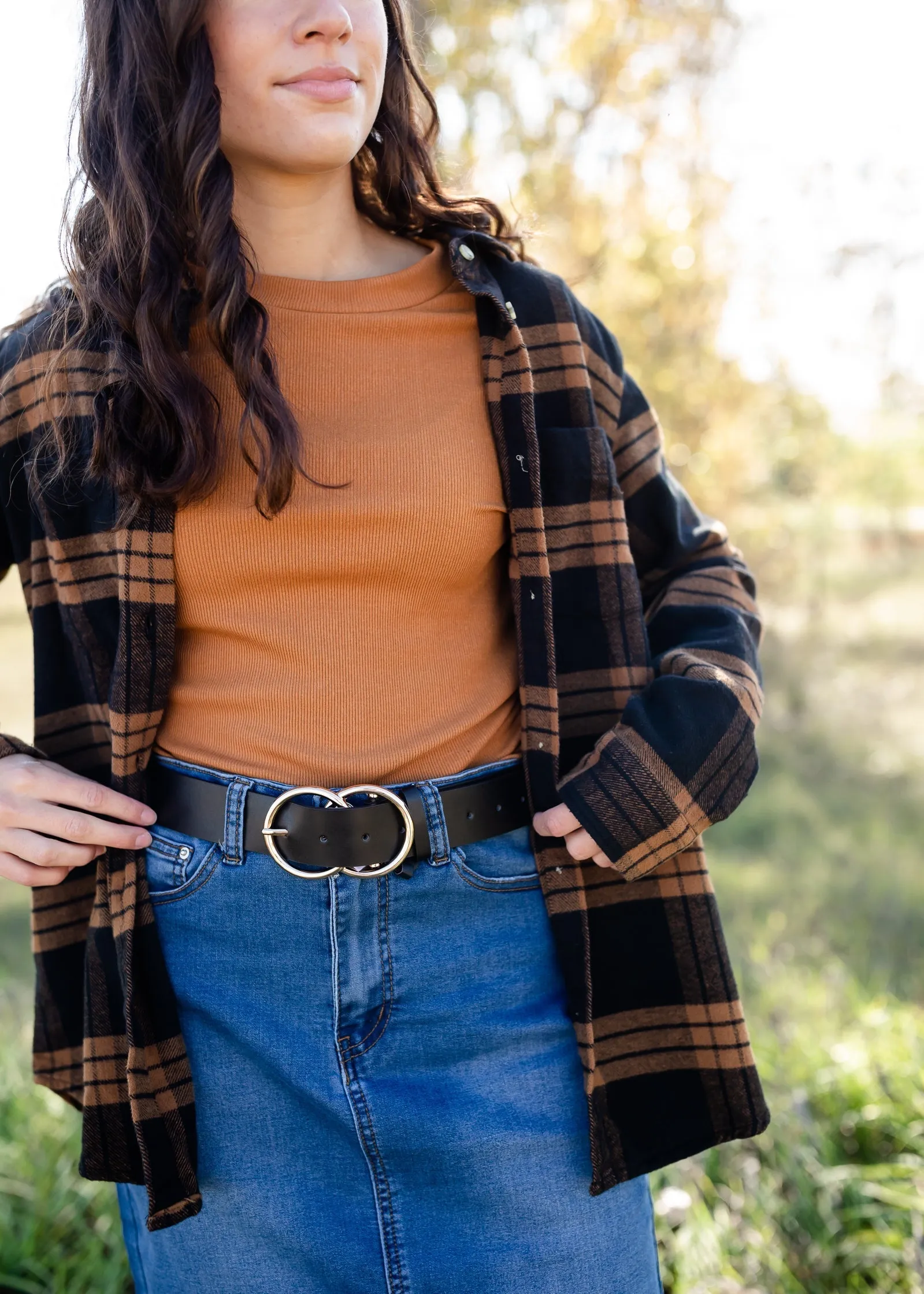 Double Ring Buckle Vegan Leather Belt -FINAL SALE