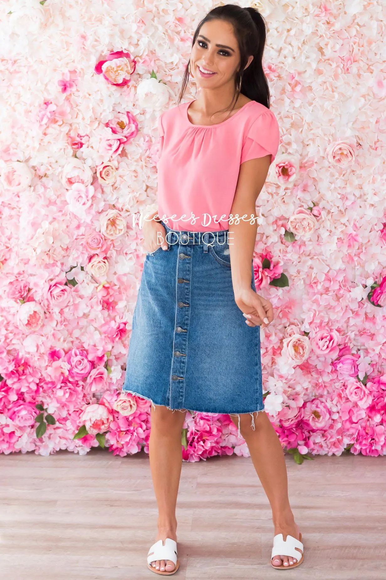 Downtown Modest Denim Skirt