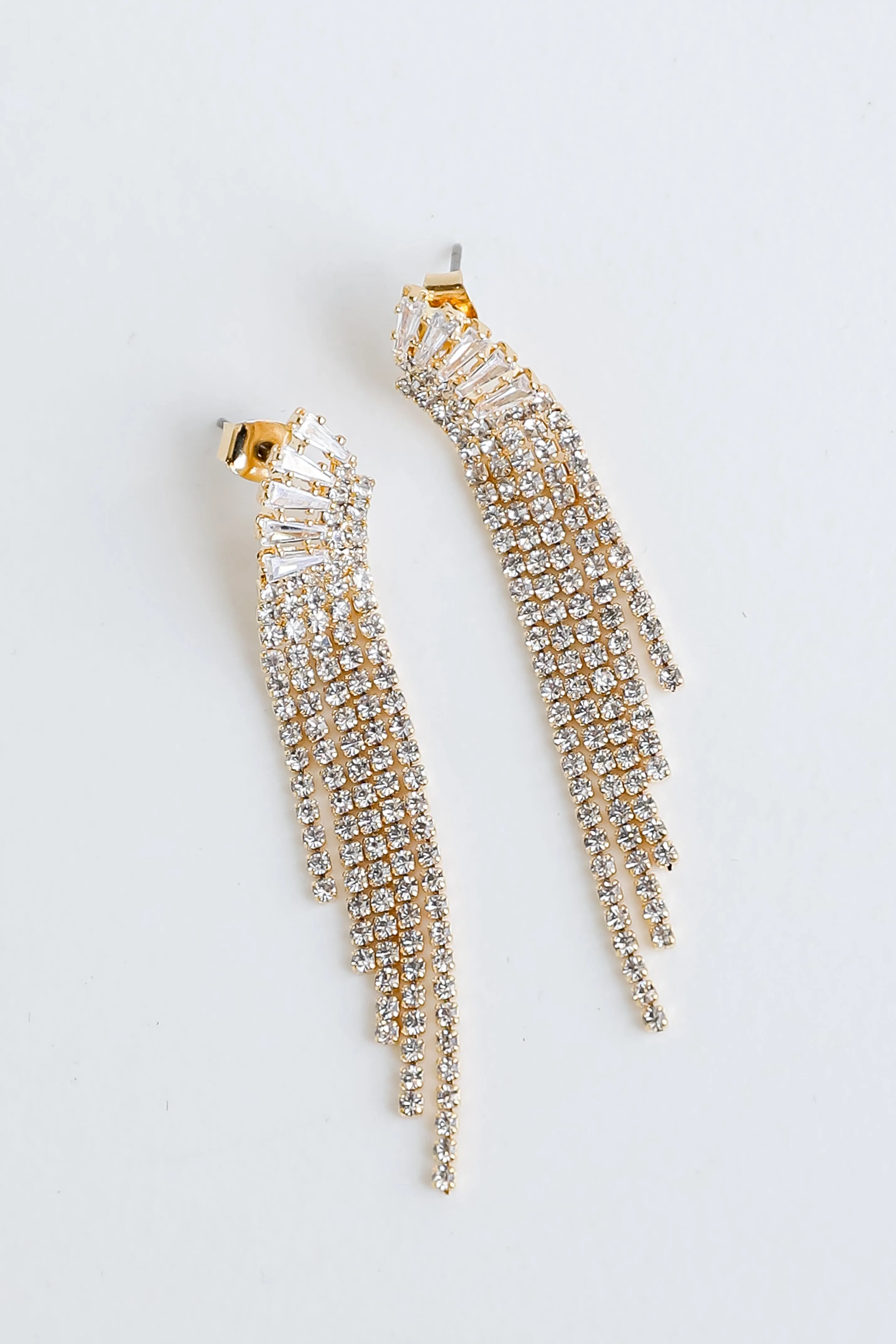 FINAL SALE - Colette Gold Rhinestone Fringe Earrings