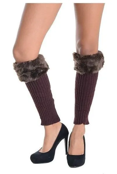 Fourever Funky Women's Solid Color Furry Faux Leg Warmer