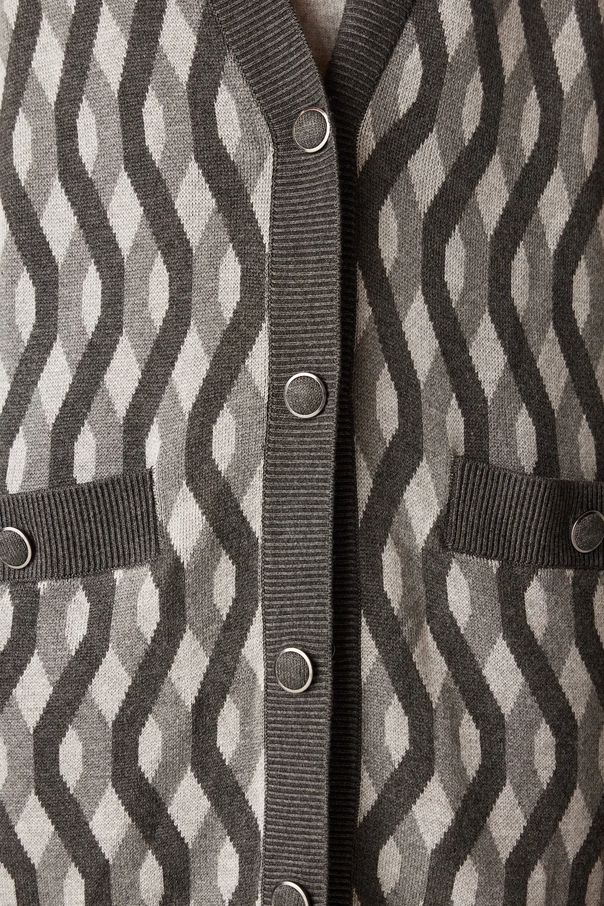 Franklin Jacquard Cardigan - Charcoal