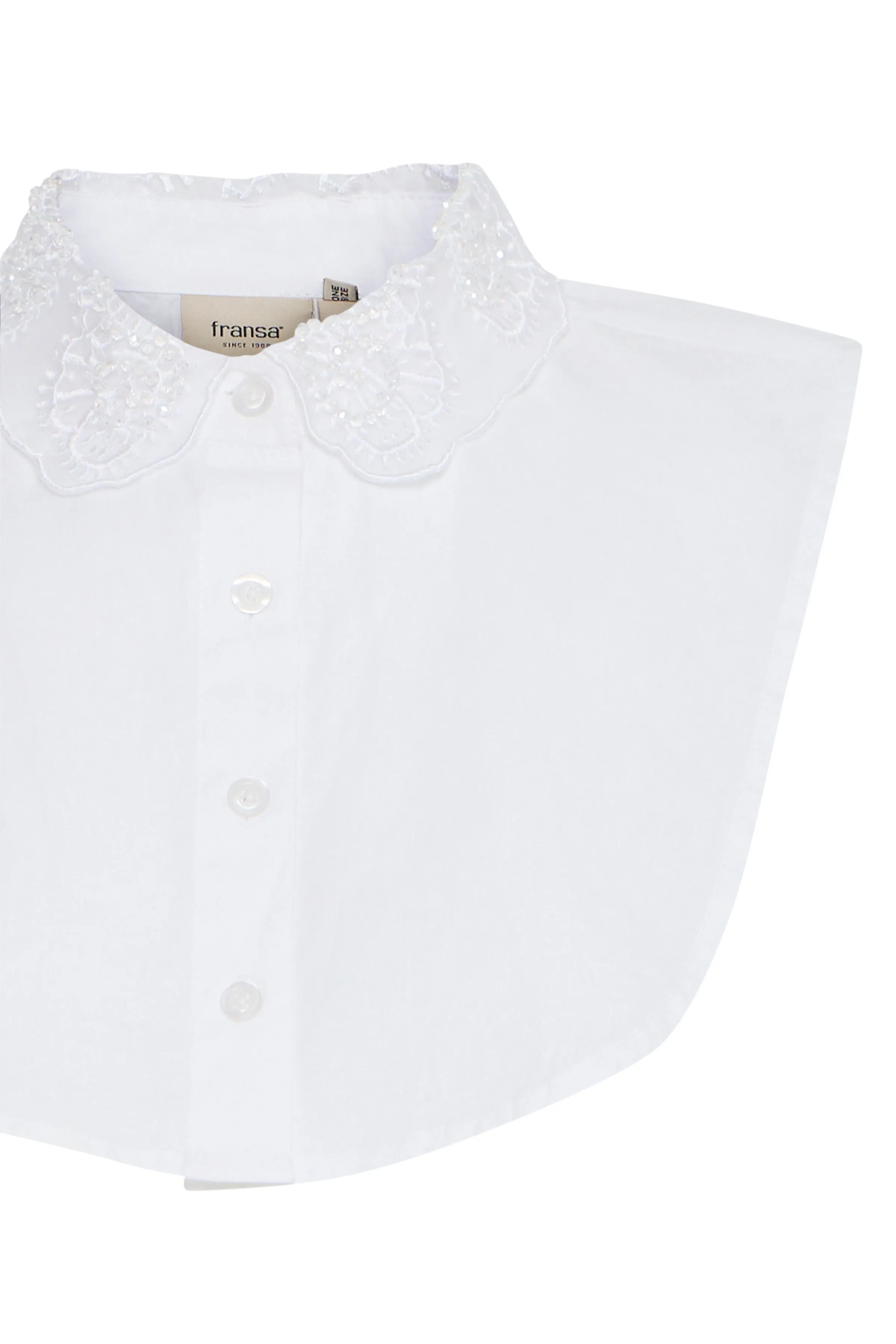 Fransa Fake White  Shirt Collar with organza and bead details 20615727