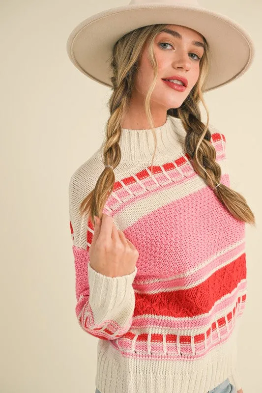 Full Of Joy Red & Pink Sweater