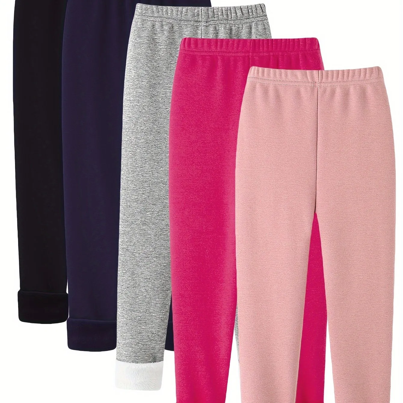 Girls’ 5-Pack Cozy Fleece-Lined Leggings – Perfect for Fall & Winter Daily Wear”