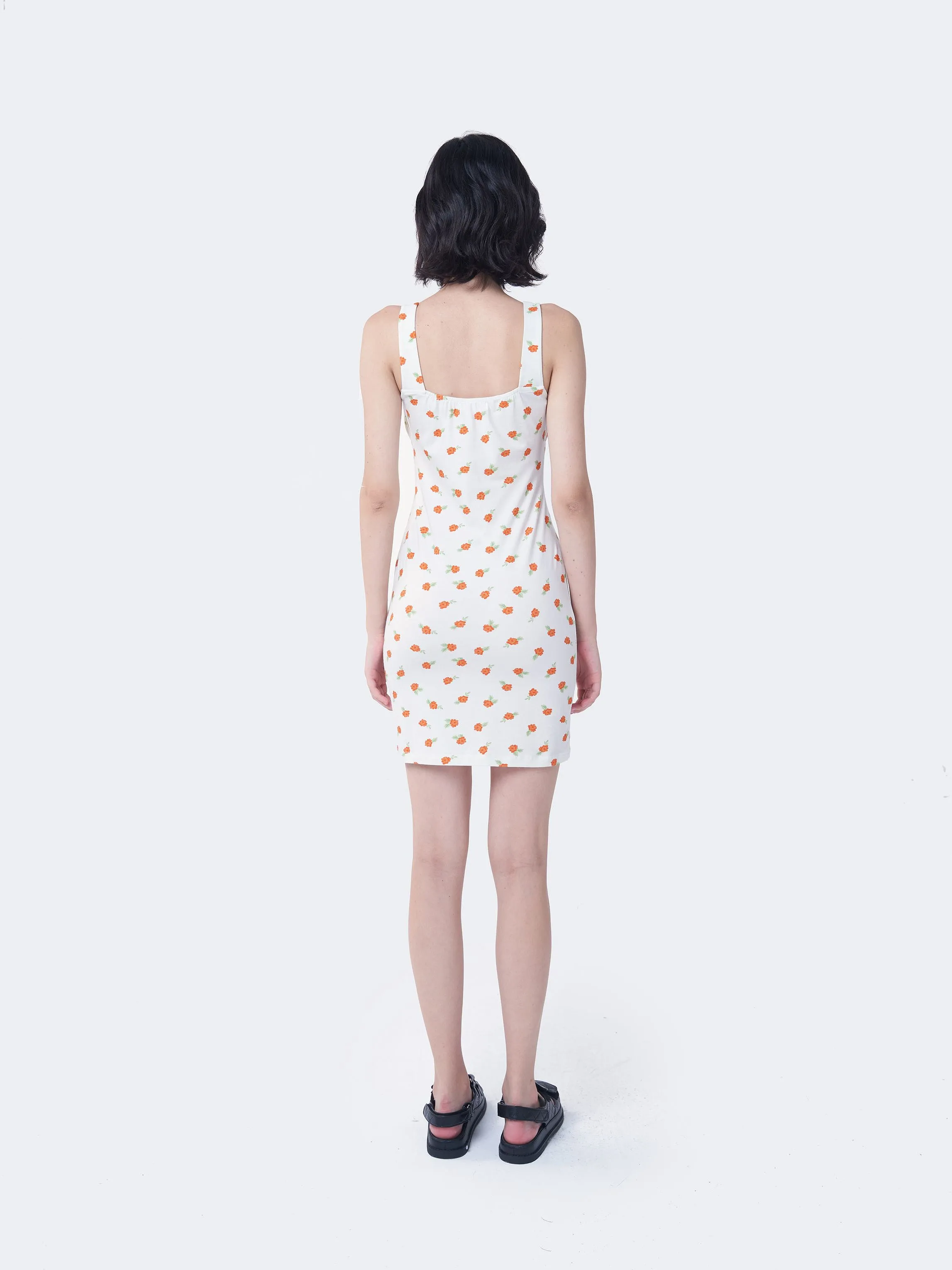 Glamorous Care White Orange Floral Mini Dress