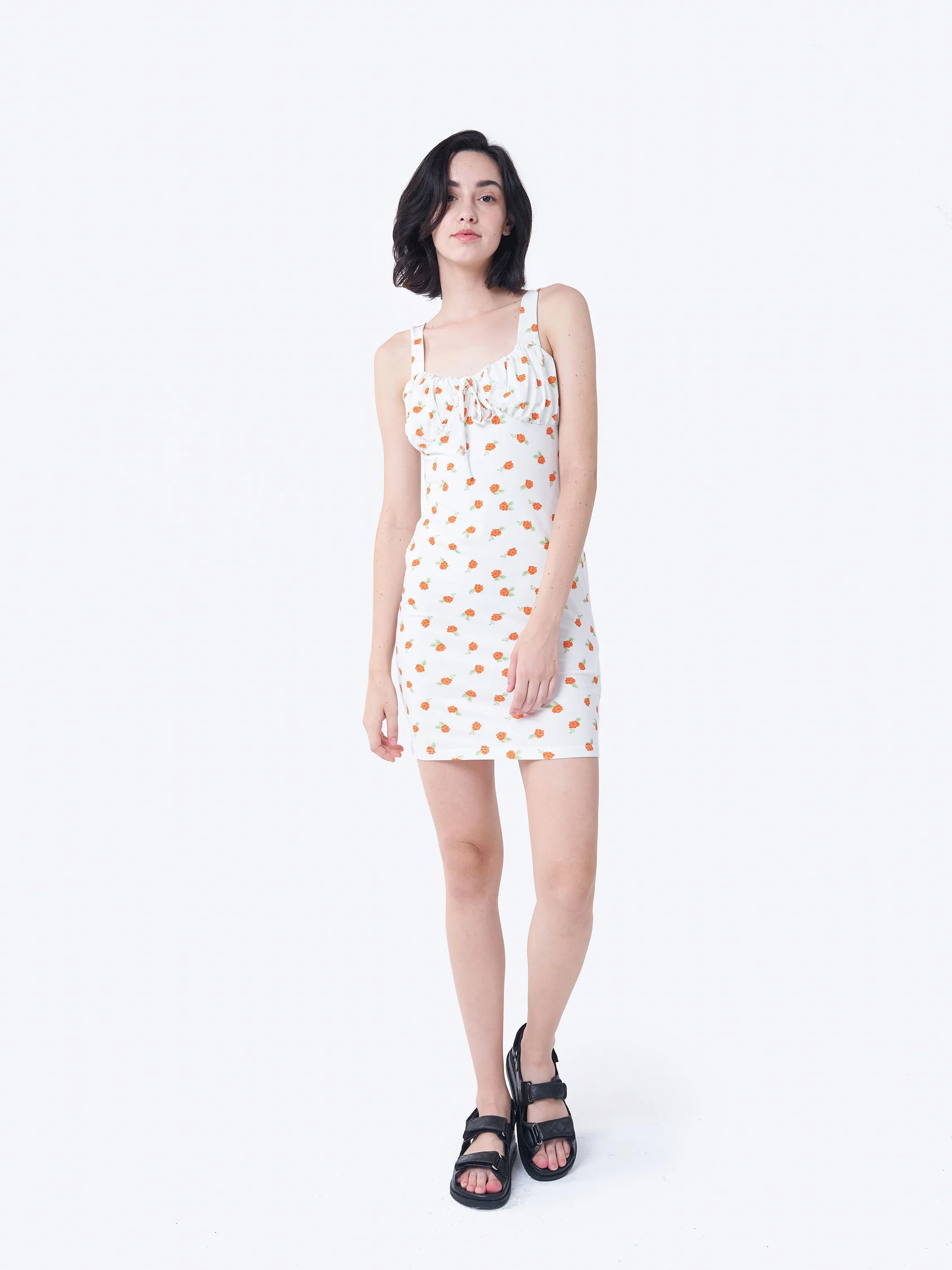 Glamorous Care White Orange Floral Mini Dress