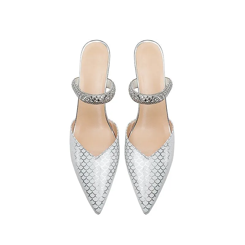 Glamorous Crystal Fish Scale High Heel Pumps