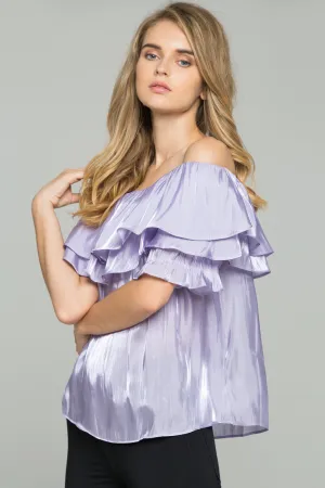 Heather Off the Shoulder Flounce Top